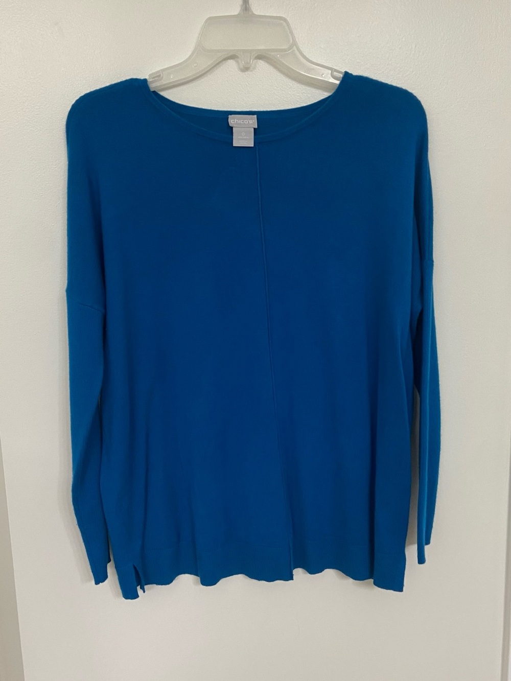 Chico’s Size 0/Small Blue Cashmere Blend Oversized Long Sleeve Sweater Tunic